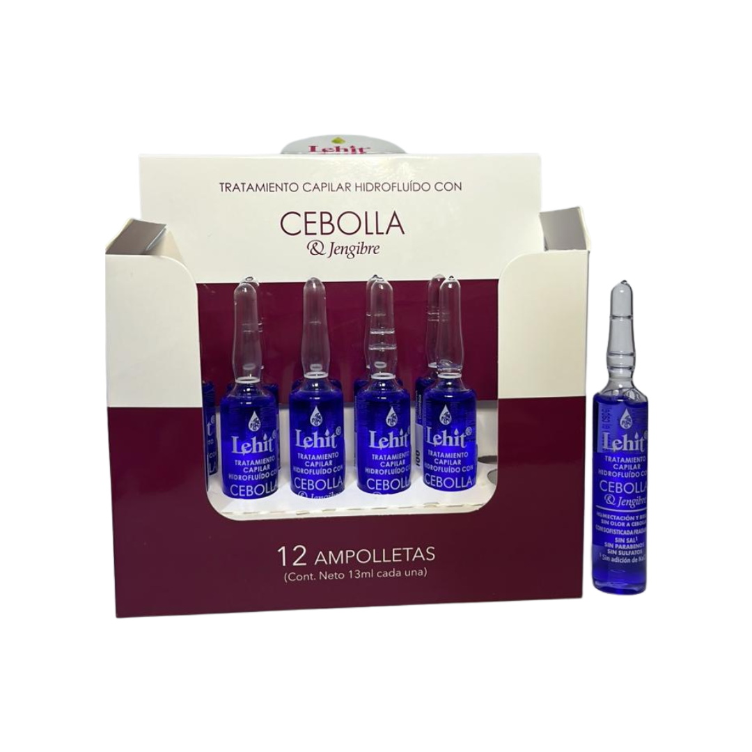 AMPOLLA TRATAMIENTO CAPILAR HIDROFLUIDO CON CEBOLLA & JENGIBRE 13ML- LEHIT