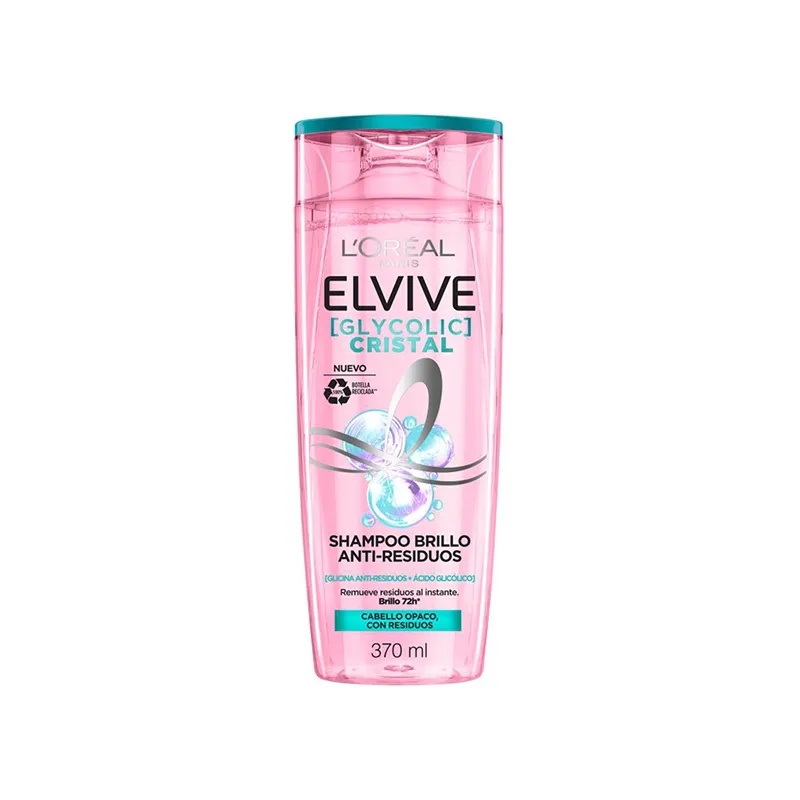 SHAMPOO BRILLO ANTI- RESIDUOS ELVIVE GLYCOLIC CRISTAL 370ML- LOREAL PARIS