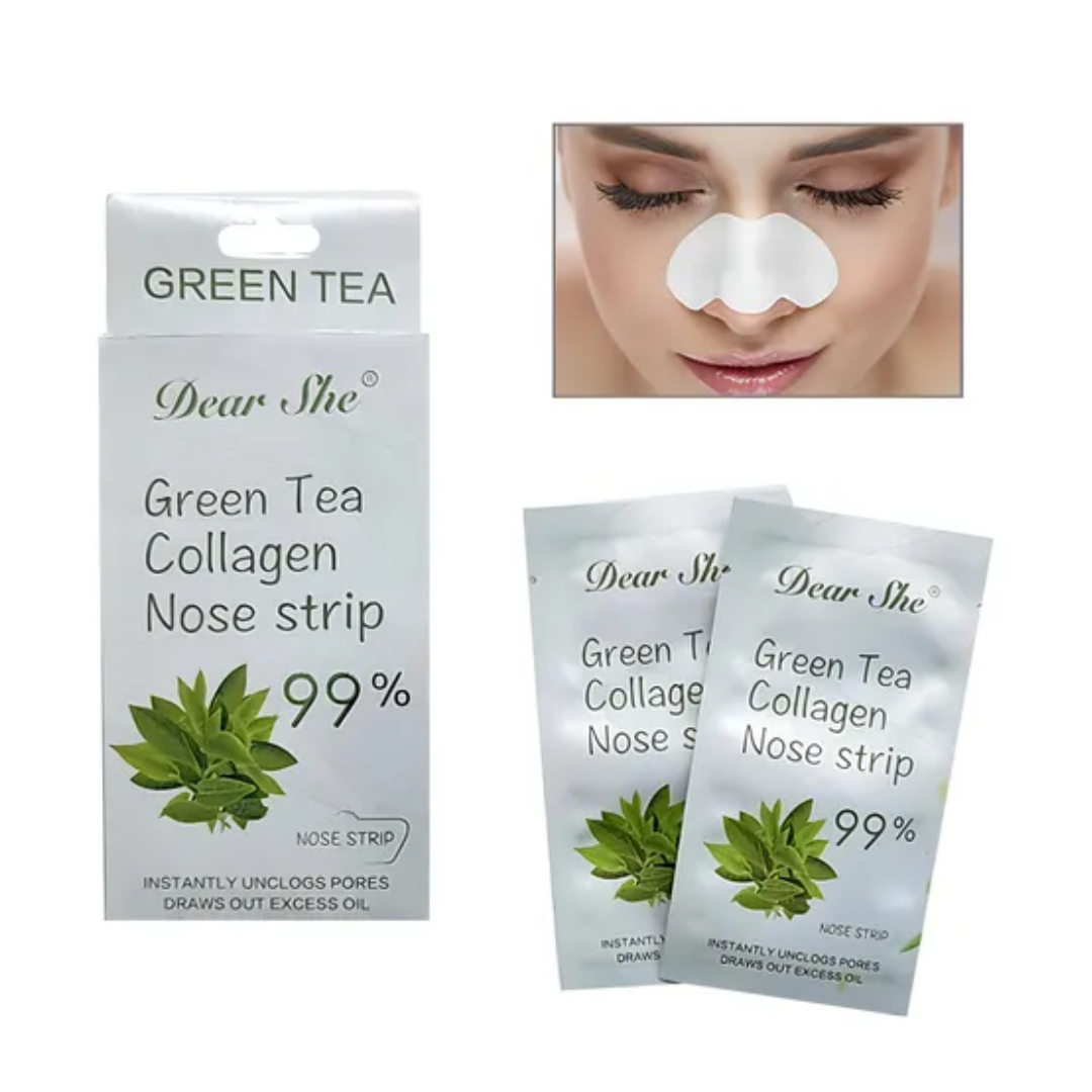SACHET BANDAS PARA NARIZ DE COLAGENO Y TE VERDE- DEAR SHE