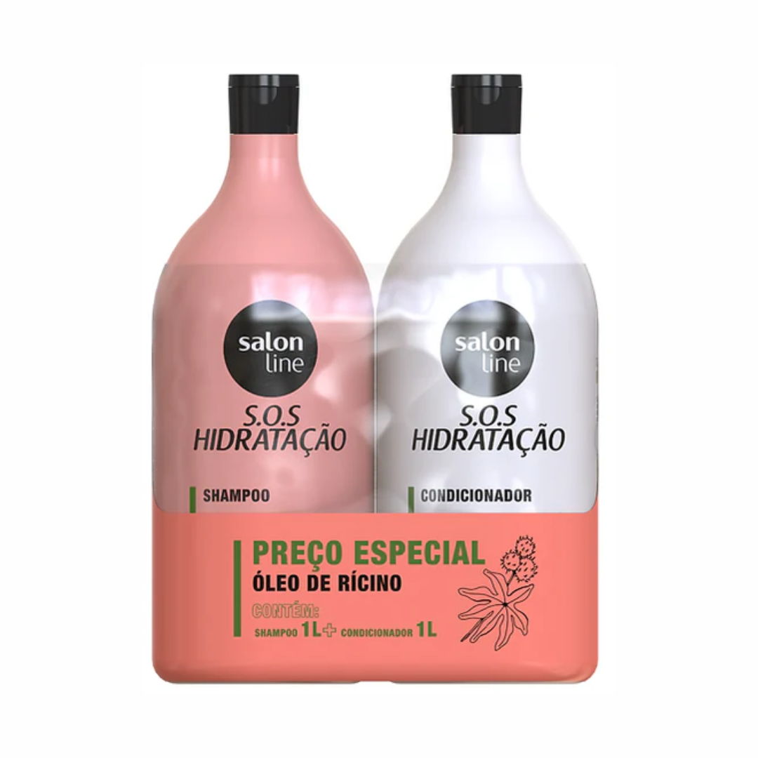 KIT CAPILAR SOS HIDRATACAO (SHAMPOO+ ACONDICIONADOR) 1 LITRO- SALON LINE