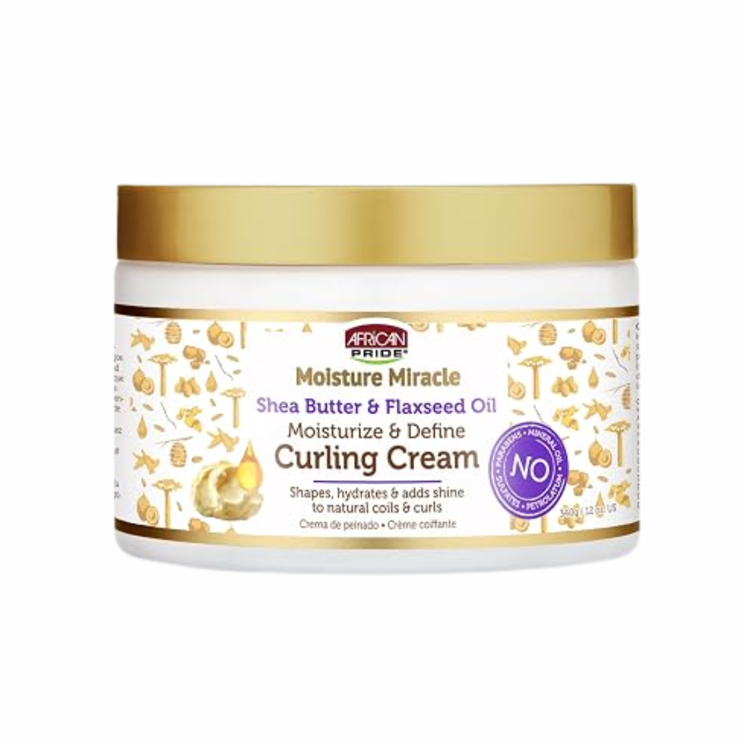 CURLING CREAM SHEA BUTTER & FLAXSEED OIL MOISTURE MIRACLE 340G- AFRICAN PRIDE